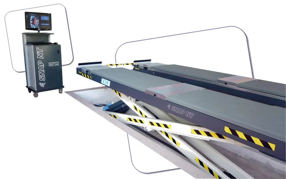 SNAP NT F2212 TQS con prova freni a piattaforme e prova giochi integrati su ponte sollevatore