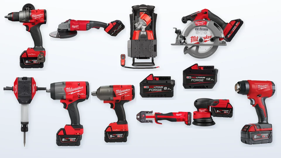 Attrezzatura elettrica ed elettroutensili Milwaukee, inclusi avvitatori a impulsi ad alta coppia da 1/2 e 3/4 di pollice per le ruote dei veicoli e batterie M18 REDLITHIUM FORGE da 8 e 12 Ah