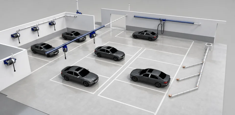 Impianto 3D di estrazione gas di scarico